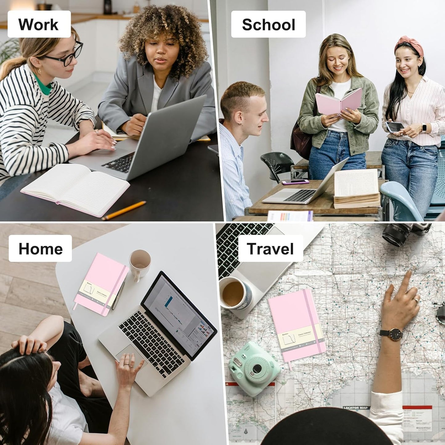 Comix Lined Journal Notebook for Women Men, Journaling Notebooks for Office School Home, Pink, 240 Pages, 5.5" x 8.3", College Ruled, A5, Hardcover