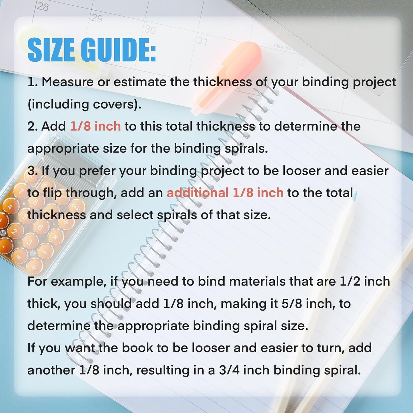 TOTiyea 50 Pack Plastic Spiral Binding Coils, 3/8 Inch (10mm), 4:1 Pitch, Assorted Colors, Plastic Binding Spirals (Red, Orange, Yellow, Blue, and Green)