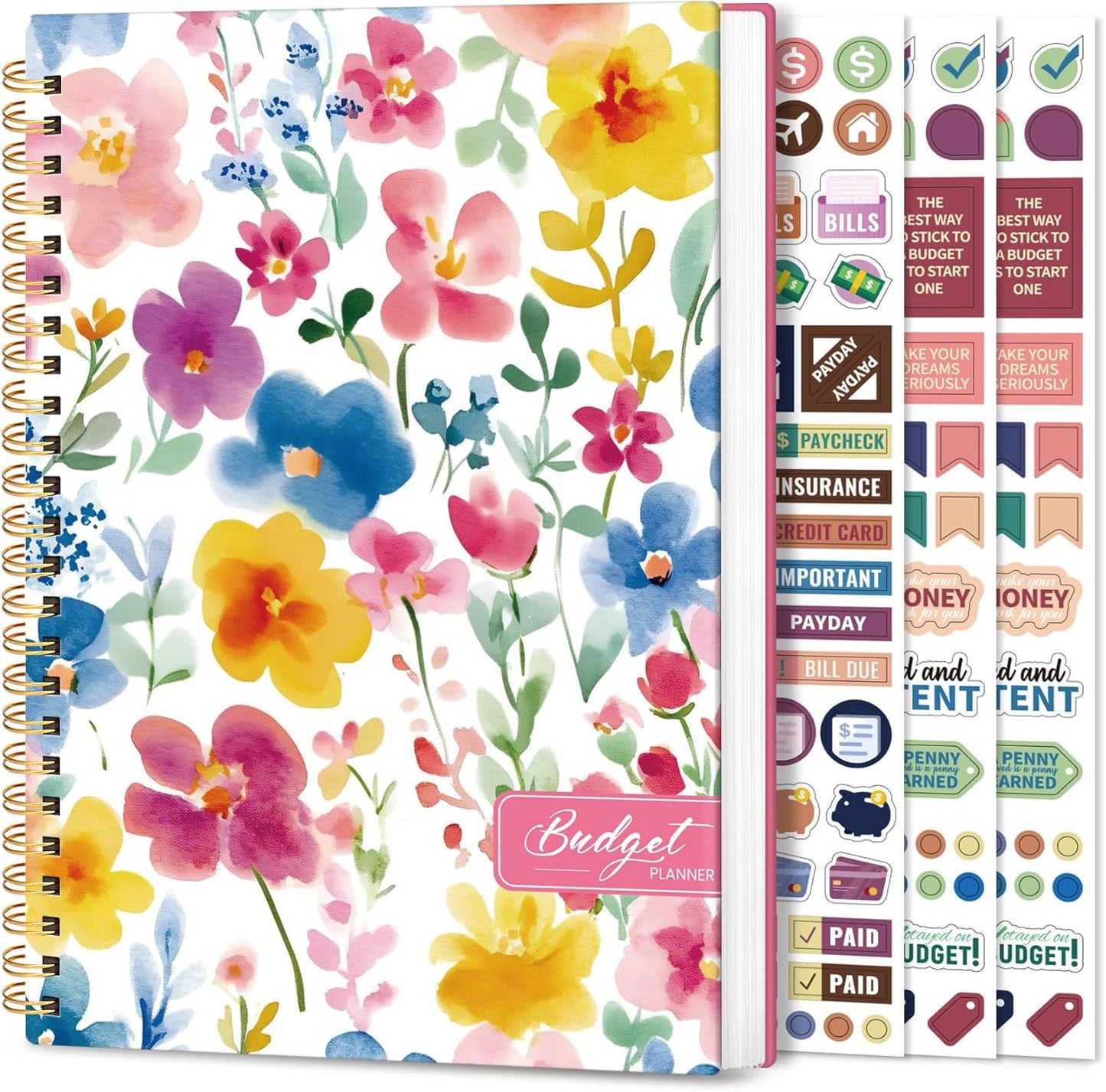 Aesthetic Budget Planner - Monthly Finance Planner with Expense Tracker Notebook, Undated Bill Organizer to Manage Your Finances, Account Book with Colorful Pattern-Bloom Floral