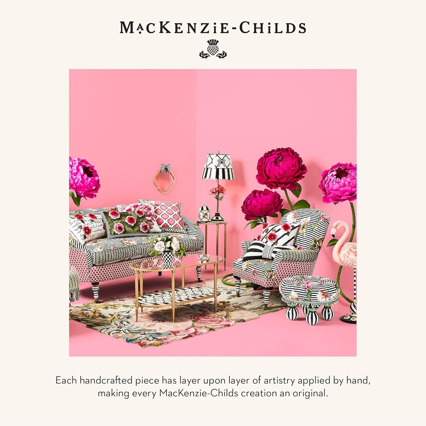 MACKENZIE-CHILDS Desk Clock, Decorative Wood Clock for Kitchen and Living Room, Pretty as a Bow