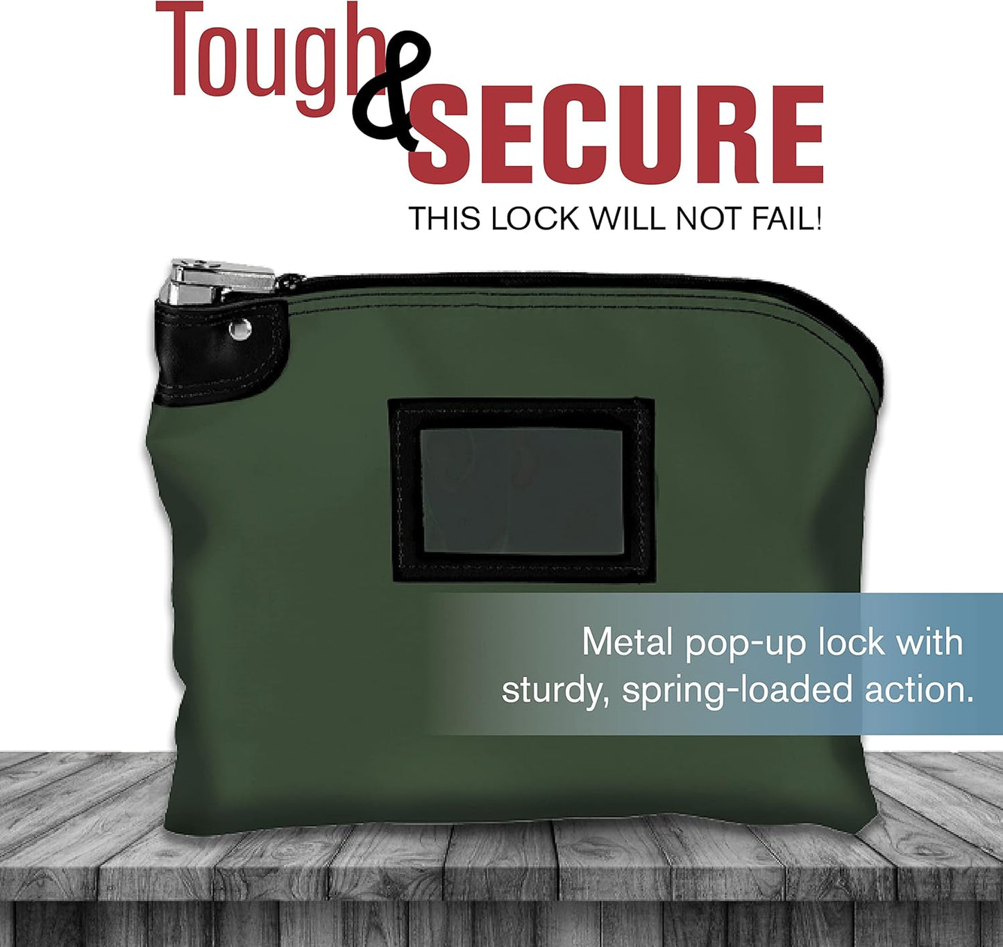 BankSupplies Laminated Nylon Locking Deposit Bags | Forest Green | 15W x 11H | Locking Courier Security Bank Cash Bag | Heavy-Duty Construction | Stores Coin, Currency, Checks & Documents