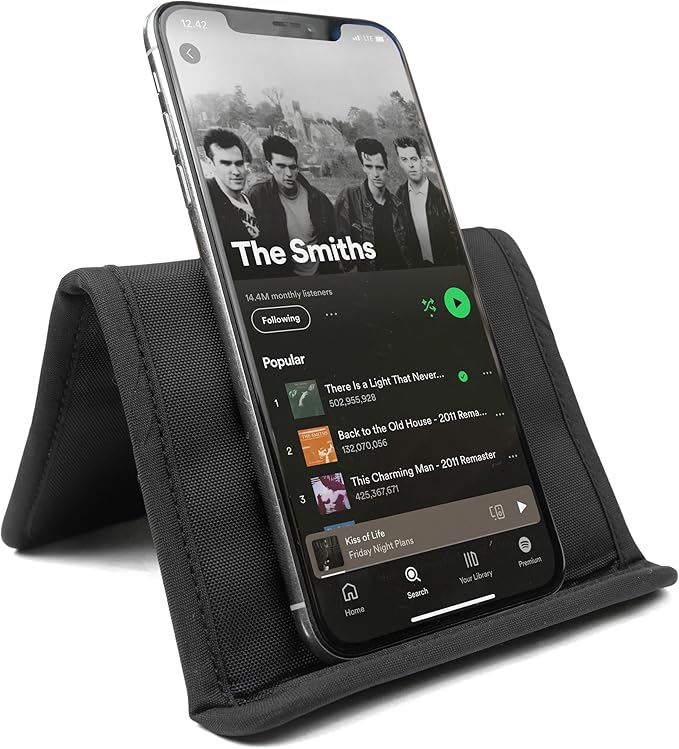 Folden Airplane Phone Holder, Flexible Tablet and Cell Phone Holder, Folding Cellphone Stand for Desk, Bed, Office, Treadmill - Airplane Accessories Long Flight Travel - Plane Essentials (Cordura)