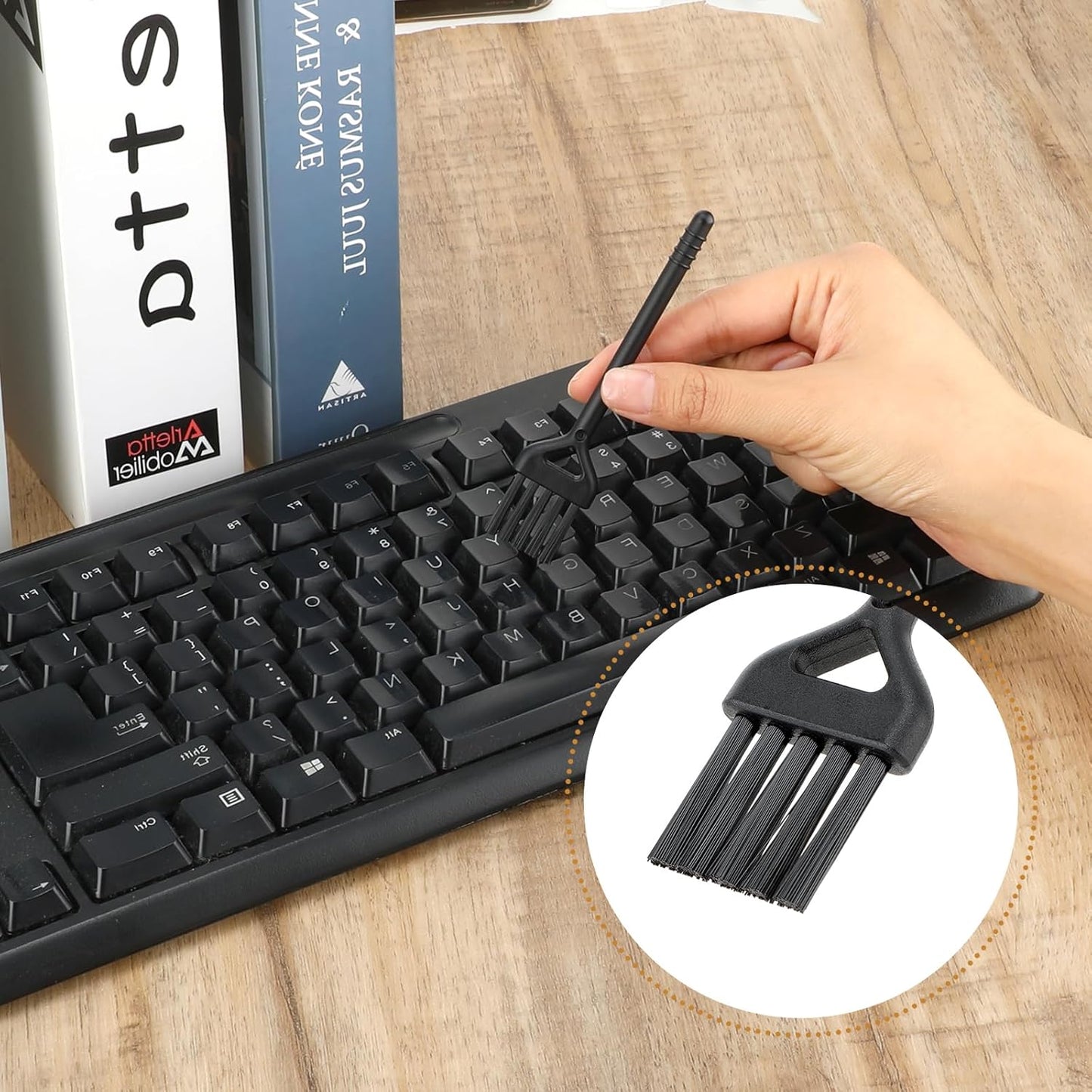 6 Pcs Mini Keyboard Cleaning Brushes Computer Brush Portable Cleaning Kit Antistatic Small Cleaner Multi-Function Brush Dust Clean Brushes for Camera Narrow Spaces (Black)