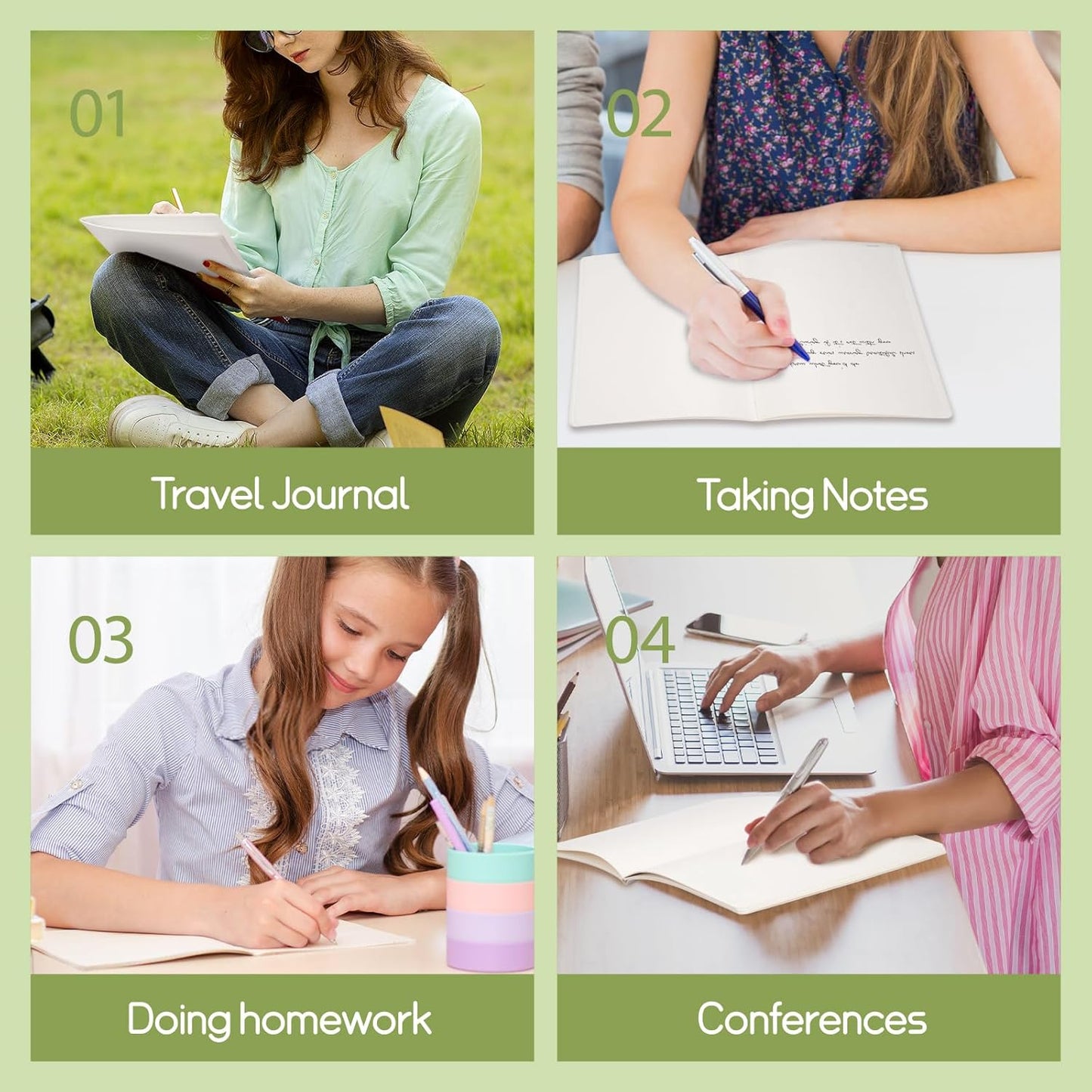 8 Pack Notebooks Journal Bulk, Soft Cover Notebooks for Women Girls Students; Journals in Bulk with 76 Pages; Dot Grid Notebook; 8.2”x5.5” A5 Notebooks for Work, Travel, Business, School, (White)