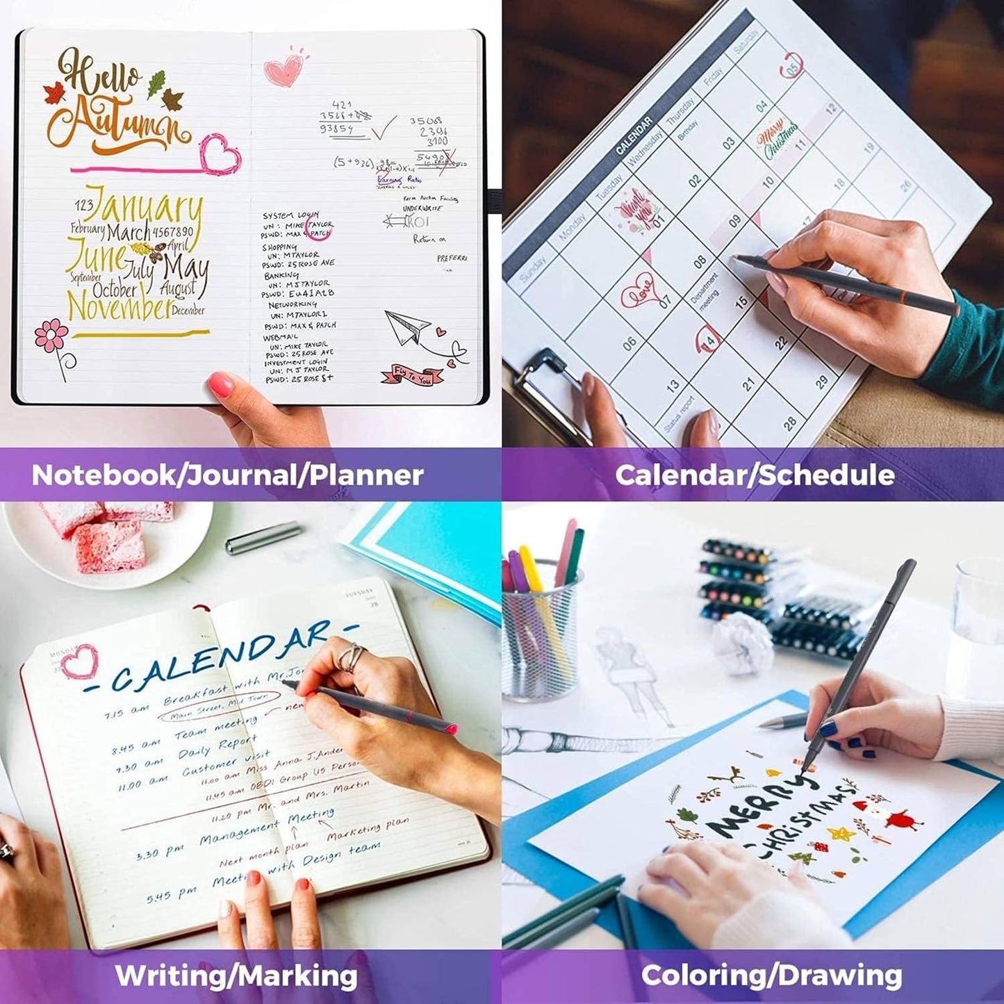 iBayam School Supplies Gifts for Teacher Student Teens Boys Girls Writing Drawing, Back to School Supplies, Colored Pens for Journaling Note Taking, 36 Vibrant Colors, 0.38mm Fine Tip Markers