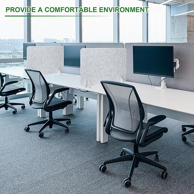 PATIKIL Desk Divider, 2 Set 24 x 16 Inch Acoustic Freestanding Desk Divider Desk Privacy Panel with 4 Pcs Support Feet for Library Office Workstation, White