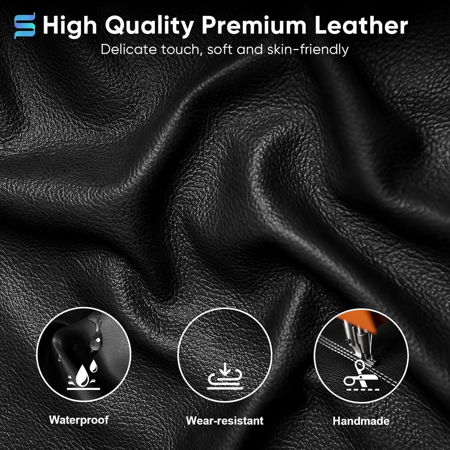 Sytas Executive Leather Office Chair, Comfy Desk Chair with Adjustable Headrest & Flip-up Padded Arms & Lumbar Support, Adjustable Hight and Tilt, Rolling Swivel Chair, Black