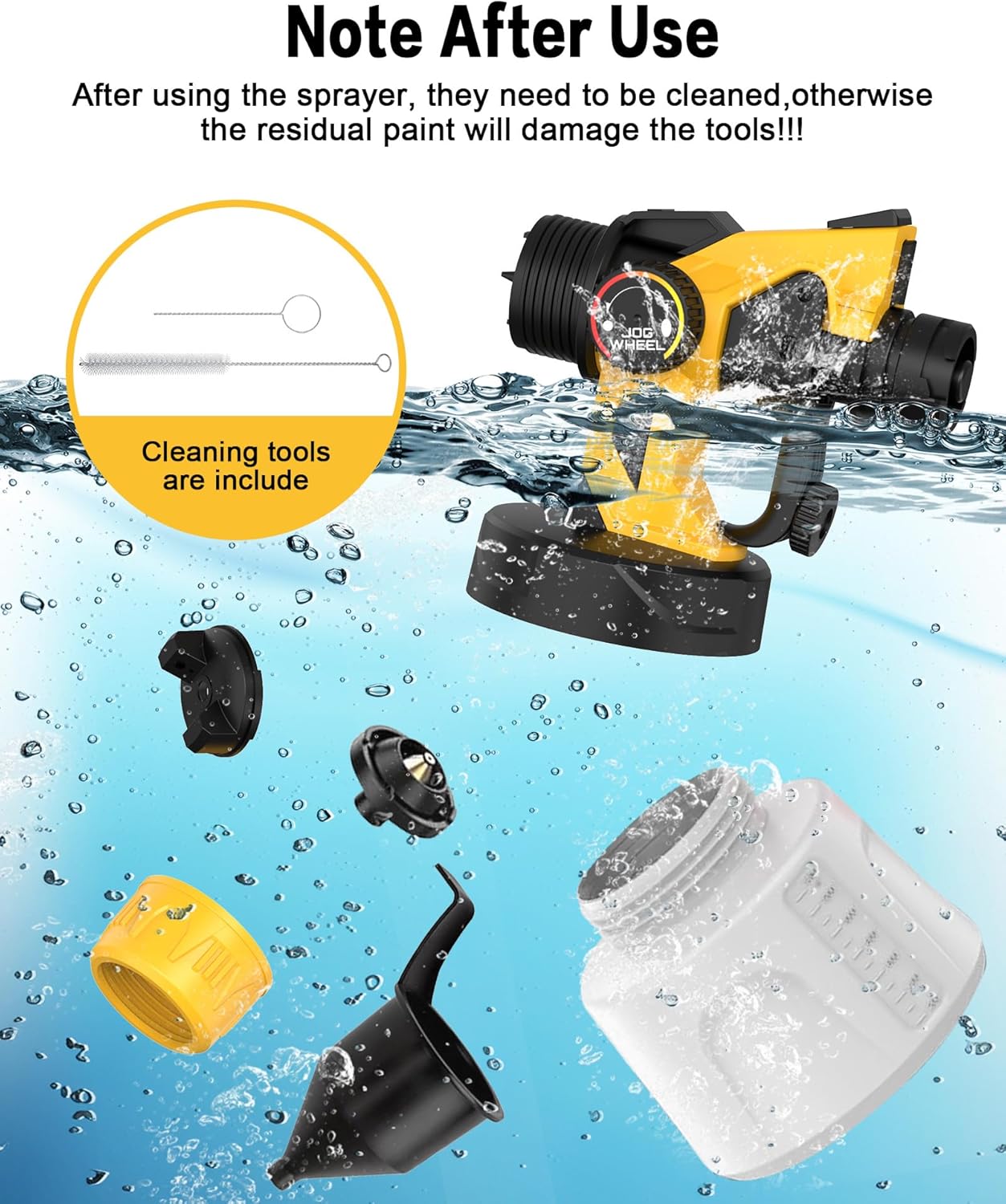 700W Power Airless Paint Sprayer HVLP Spray Gun(Contain with Blowing Joints, 4 Nozzles&3 Patterns,1200ml Paint Container) Suitable for House Painting, Cabinets, Decks, Stain, Door