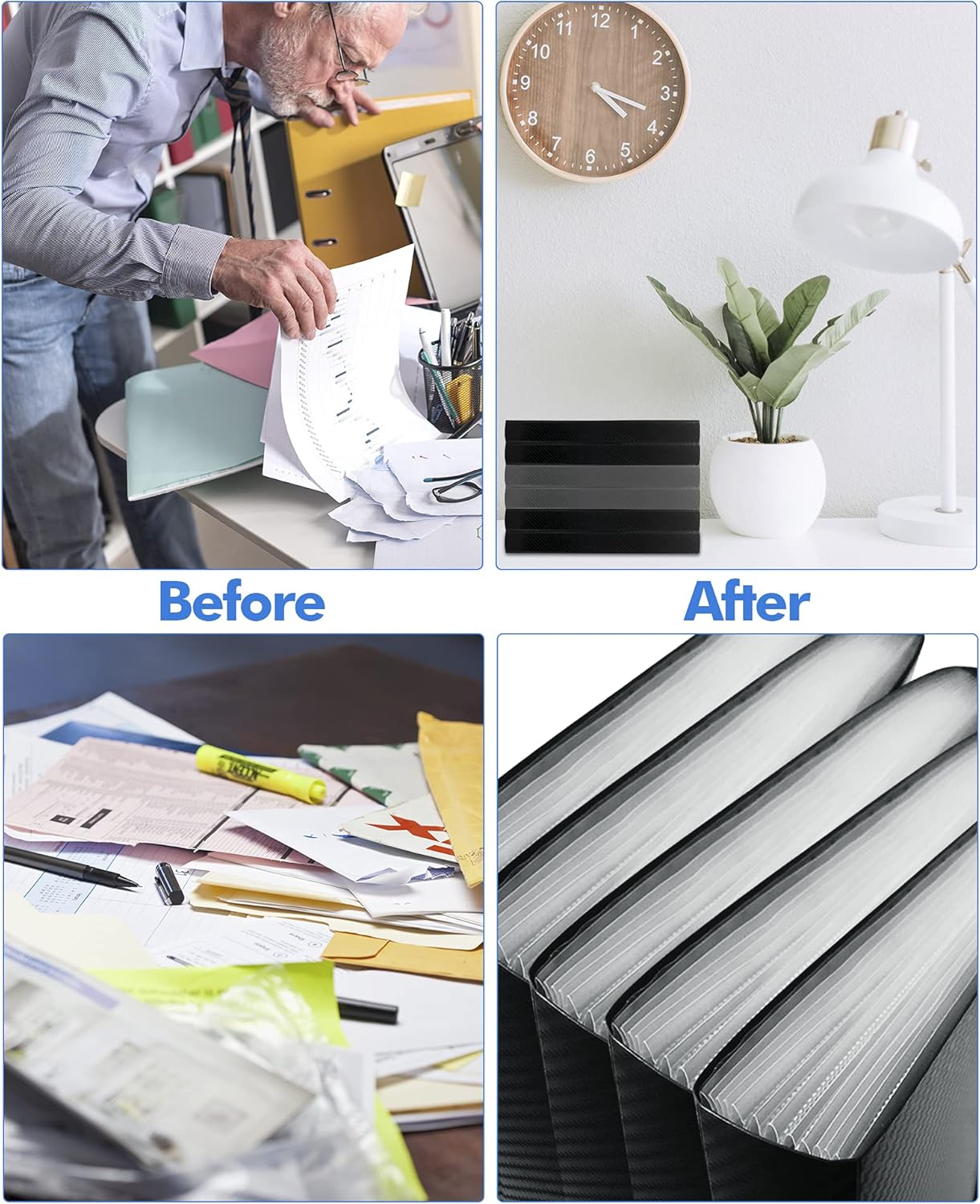 Expanding File Folder with Tabs, 13 Pockets File Organizer Accordion File Holder ,with Elastic Buckles Closure, A4 Paper Document Organizer for Home School Office