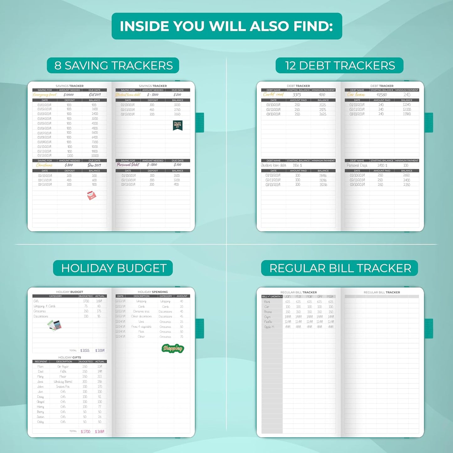 Clever Fox Budget Planner Pocket – Mini Expense Tracker Notebook. Monthly Budgeting Organizer, Finance Logbook & Accounts Book, Small (Aquamarine)