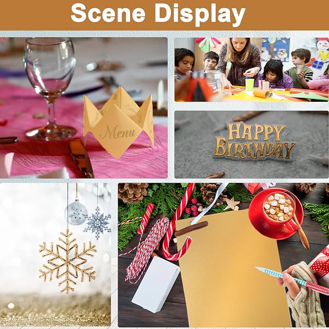 28 Sheets Gold Shimmer Cardstock 8.5 x 11 Metallic Paper, 250gsm/92lb Premium Glossy Paper Card Stock for DIY Cards Making, Anniversaries, Wedding Invitations, School Crafting, Greeting Cards