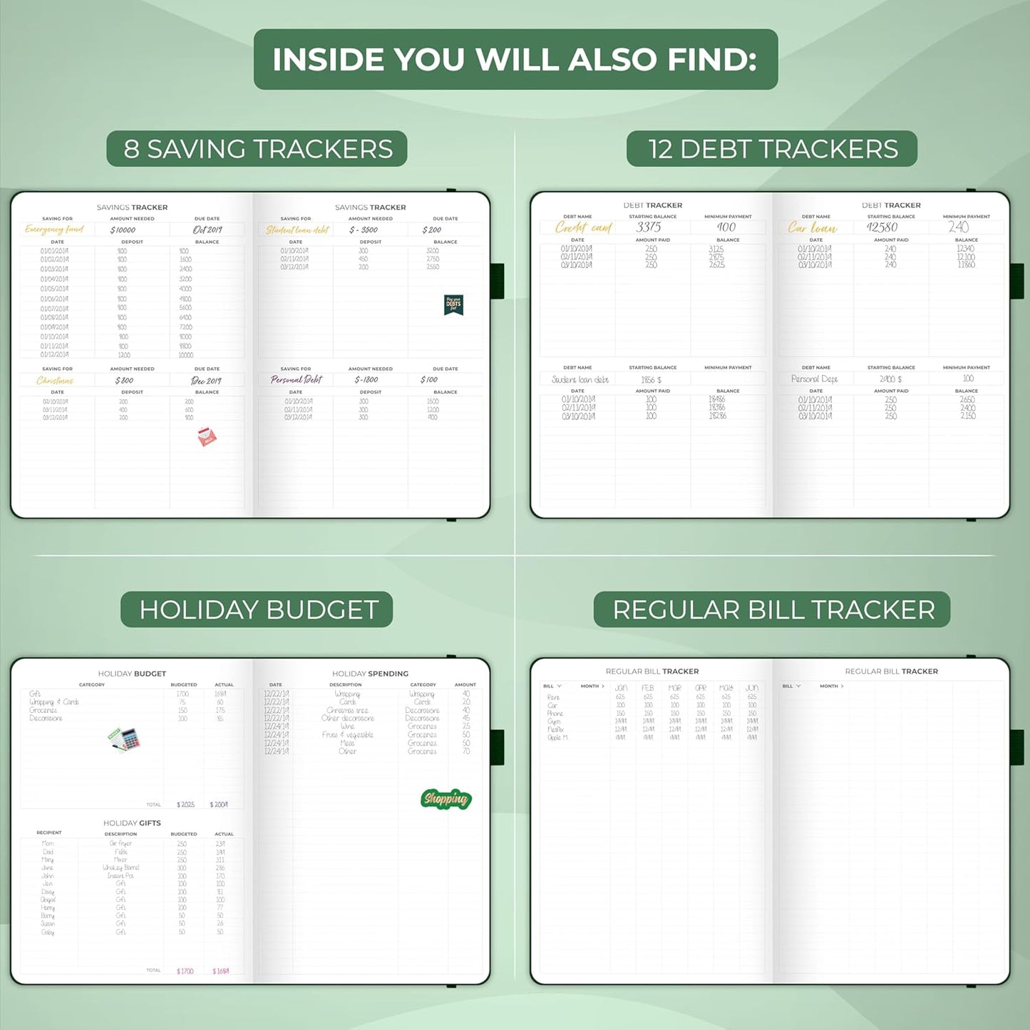Clever Fox Budget Planner Large – Expense Tracker Notebook. Monthly Budgeting & Bill Organizer, Finance Logbook & Accounts Book, A4 (Dark Green)