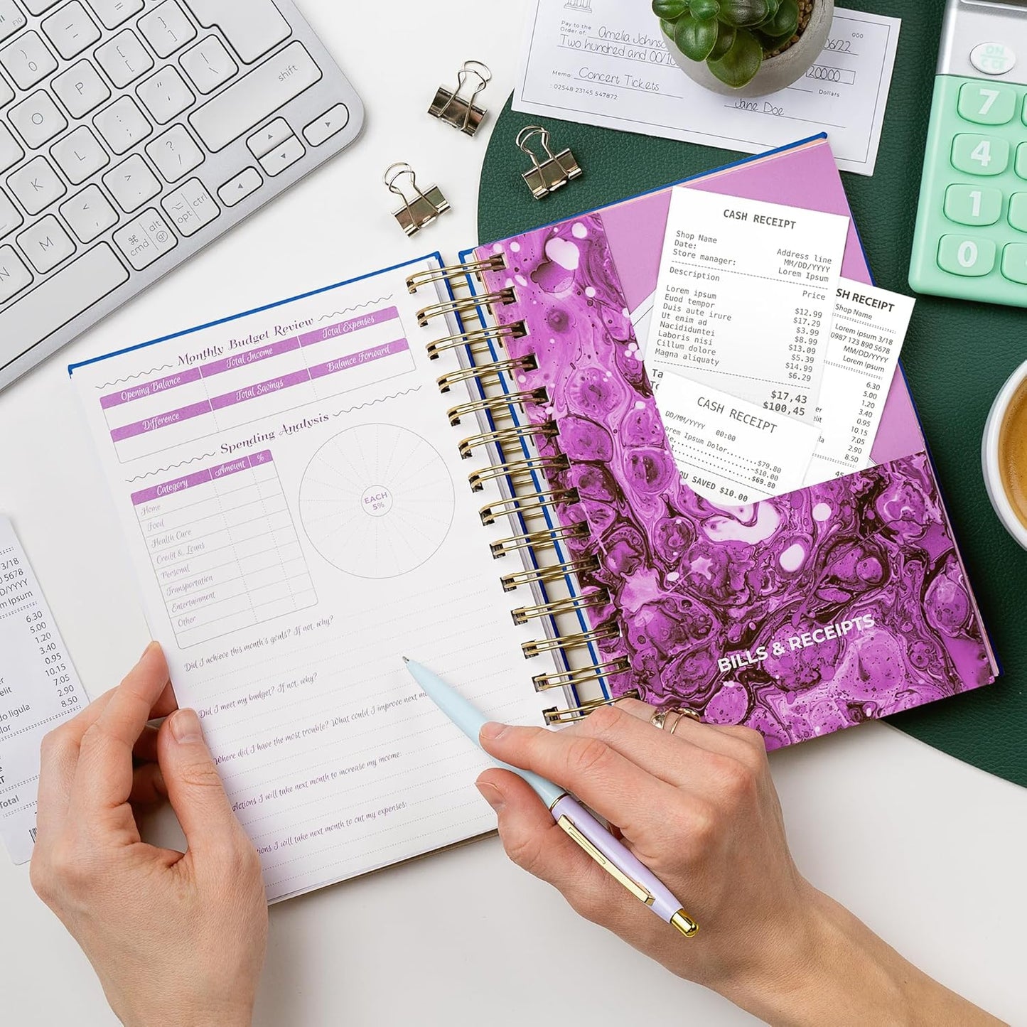 GoGirl Budget Planner & Monthly Bill Organizer – Monthly Financial Book with Pockets. Expense Tracker Notebook Journal, Compact (Blue)