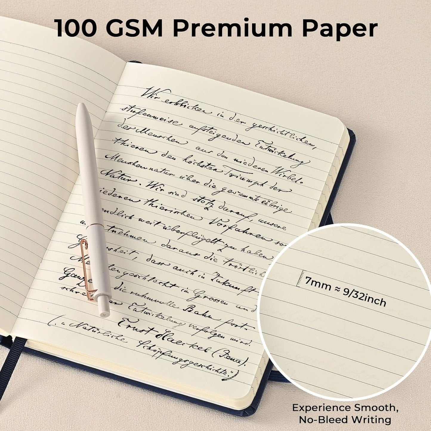 SUIN A5 Hardcover Notebook, 5.5" x 8.3", 100gsm, 160 Pages, Journal for Writing, Notebooks for work - No-Bleed Paper, Inner Pocket, Elastic Closure & Ribbon Bookmark, Black-1Pack