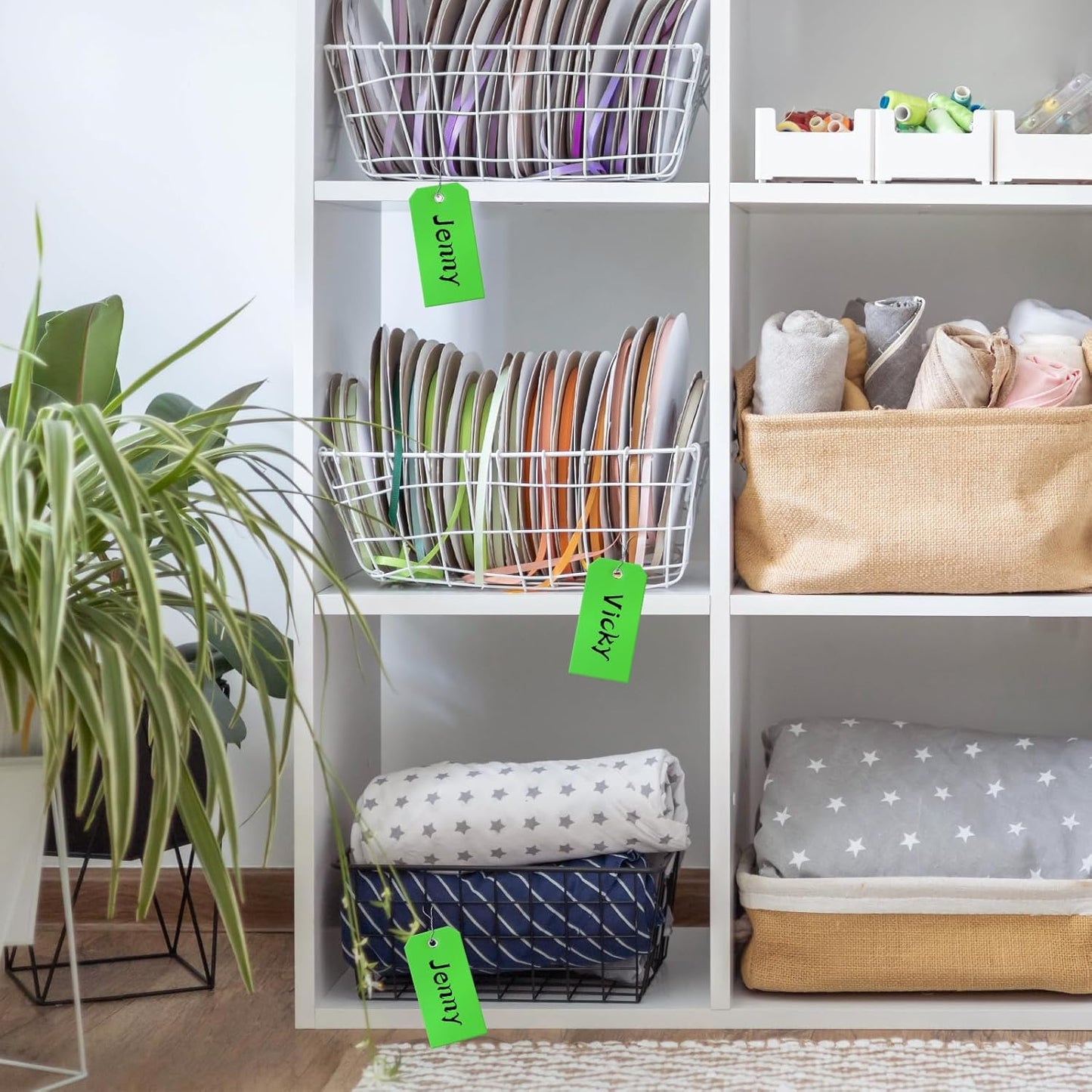 1000 Pieces Plastic Shipping Tags with Wire Labeling Tags Waterproof Hang Tags with Reinforcement Hole Writable Luggage tag Loops for Equipment Inventory Parts Garage (Colorful, 4 3/4" x 2 3/8")