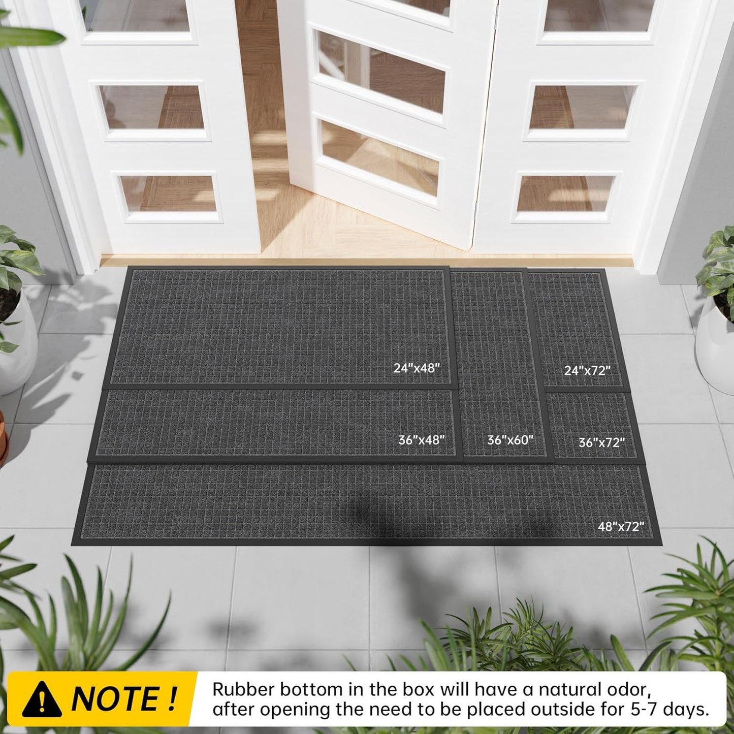 Durable Front Door Mat, 72" x 24" Heavy Duty Indoor Outdoor Doormat for Entryway, Non-Slip Rubber Backing, Stain and Fade Resistant Commercial Floor Mat for Home Office Entry
