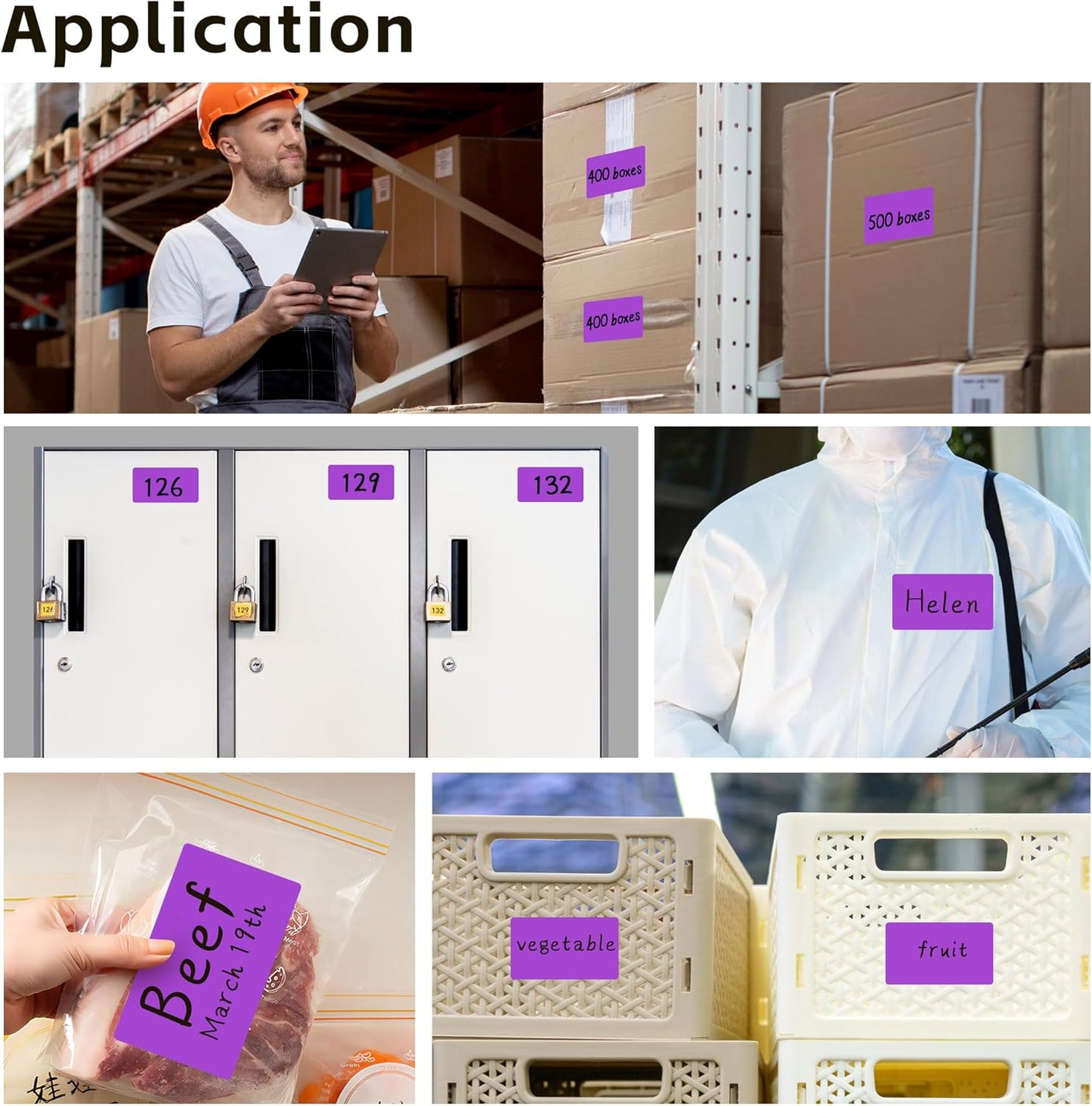 PARLAIM 3 X 5 Inch 4Rolls/1000 Per Roll Rectangle Inventory Color Coding Labels,Roll Square Label Stickers for Home (Purple)