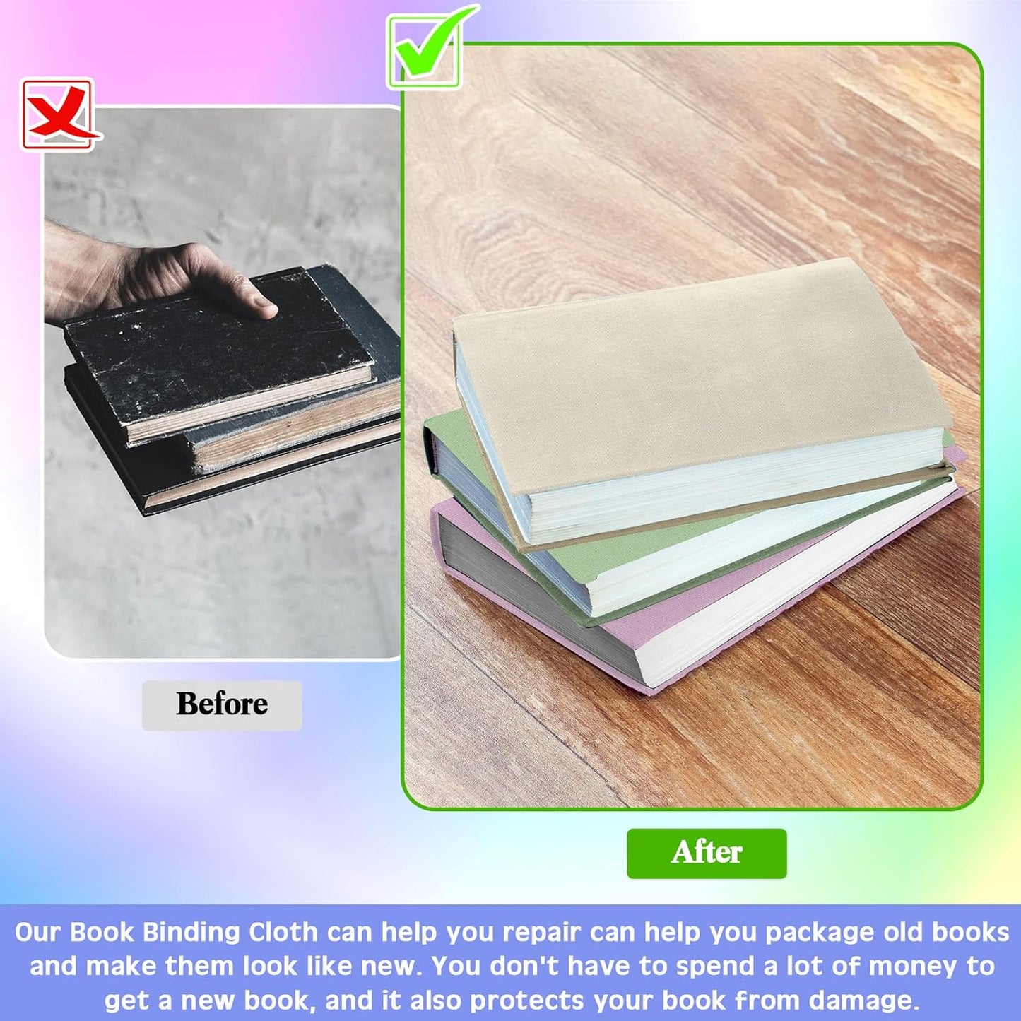 4 Pcs Book Cloth Bookcover Fabric Surface with Paper Backed Book Binding Cloth Fabric Book Cover for Scrapbooking Album DIY Craft Supplies Home, 4 Colors(Morandi Color,40 x 16 Inches)