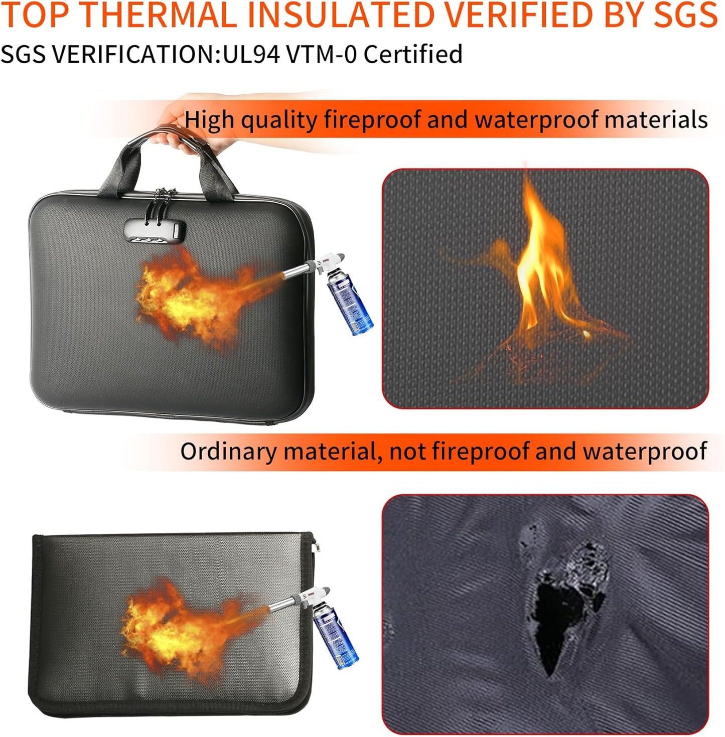 Fireproof Document Box Hard-shell with password lock Accordion File Organizer Comes With 13 Pockets File Box Used For Passports, Certificates, Laptops, Cash, And Important Documents