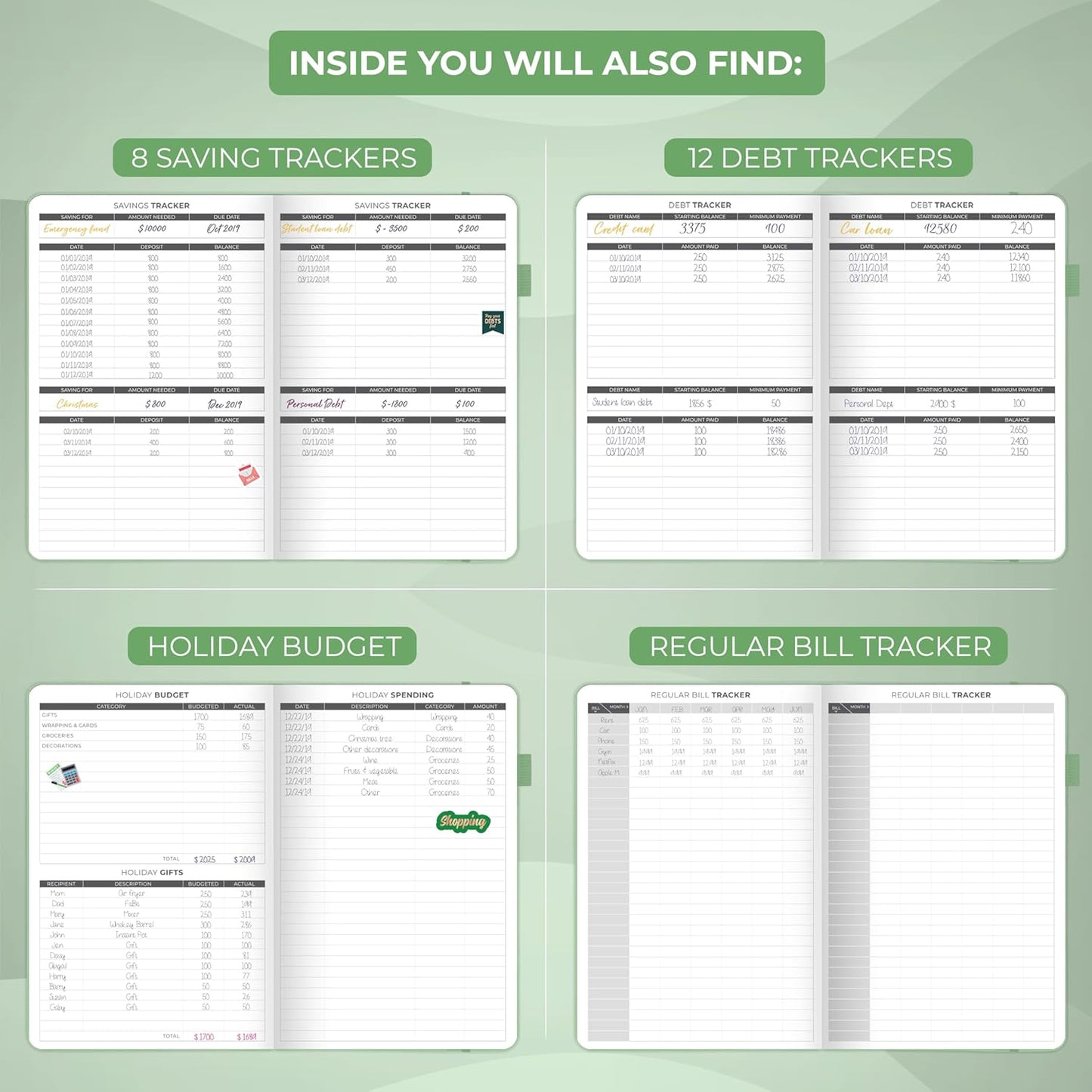 Clever Fox Budget Planner - Expense Tracker Notebook. Monthly Budgeting Organizer, Finance Logbook & Accounts Book, Bill Tracker, A5 (Mint Green)