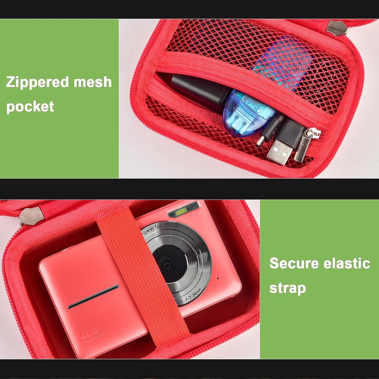 Case Compatible with VAHOIALD FHD 1080P Digital Camera/for CAMKORY Digital Point and Shoot/for Kodak PIXPRO FZ45-BK 16MP Vlogging/for IWEUKJLO/for Nsoela, Holder for SD Card More (Red)