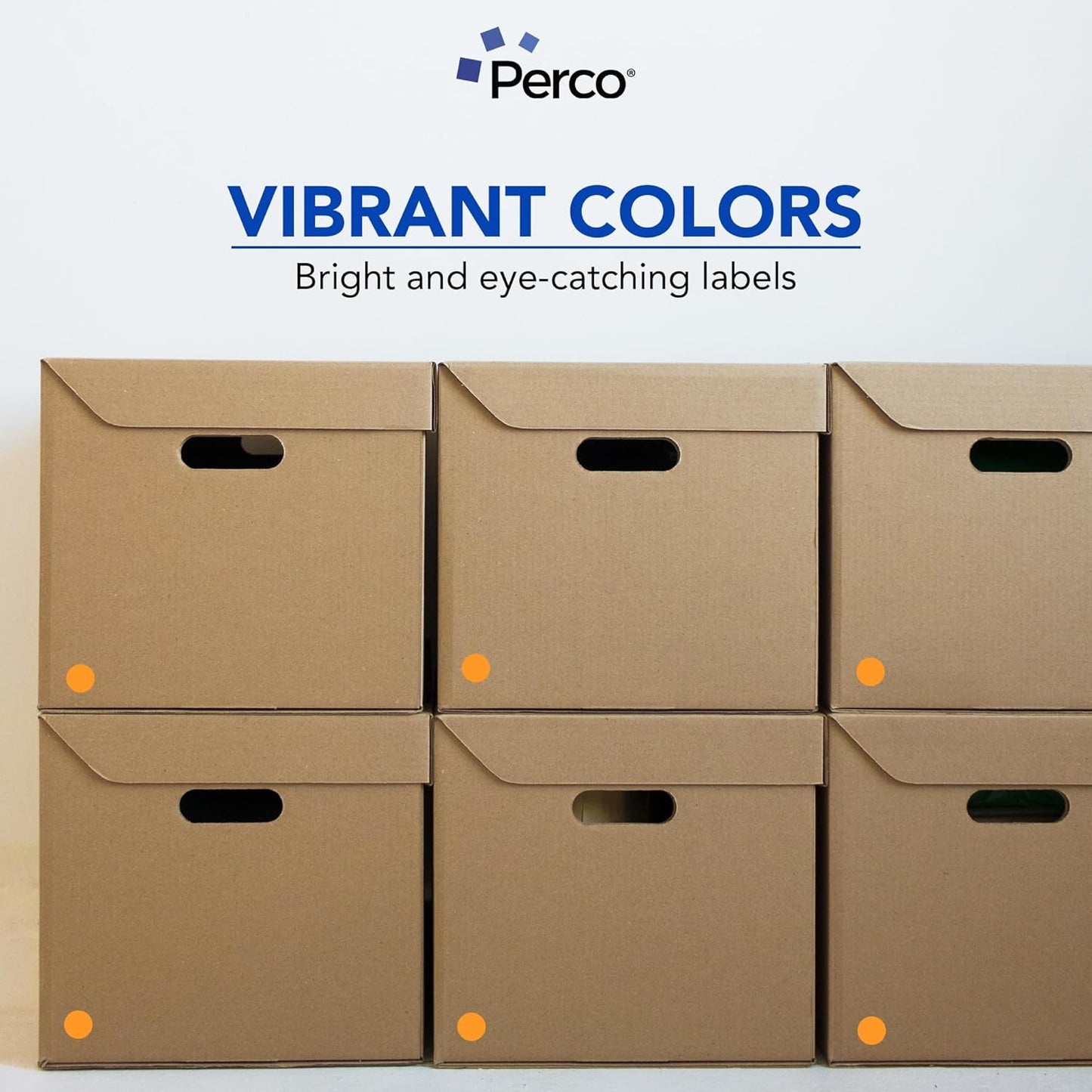 Perco Fluorescent Orange 1-Inch Round Circle Dot Sticker Labels with Easy Peel Perforation - 1,000 Labels per Roll - Strong Adhesion, Vibrant Colors for Organizing, Crafting & More - Made in USA