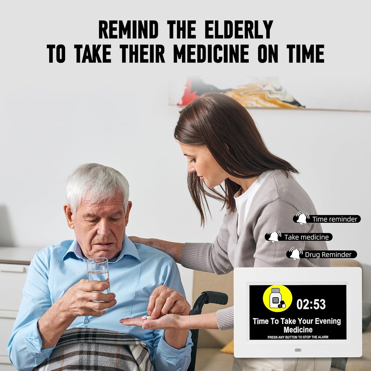 WiFi Digtial Wall Clock,Desk Clock with Weather Temperature Humidify,10 Day Weather Forecast,Weather Station with Digital Calendar and Dementia Alarm clockx for Seniors.(Whith, 7 inches)