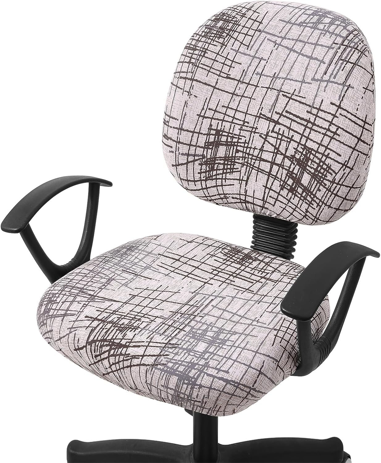Smiry Stretch Printed Office Computer Chair Covers, Universal Washable Removable Desk Rotating Chair Slipcovers Protector, Seat + Backrest Cover - Brown and White