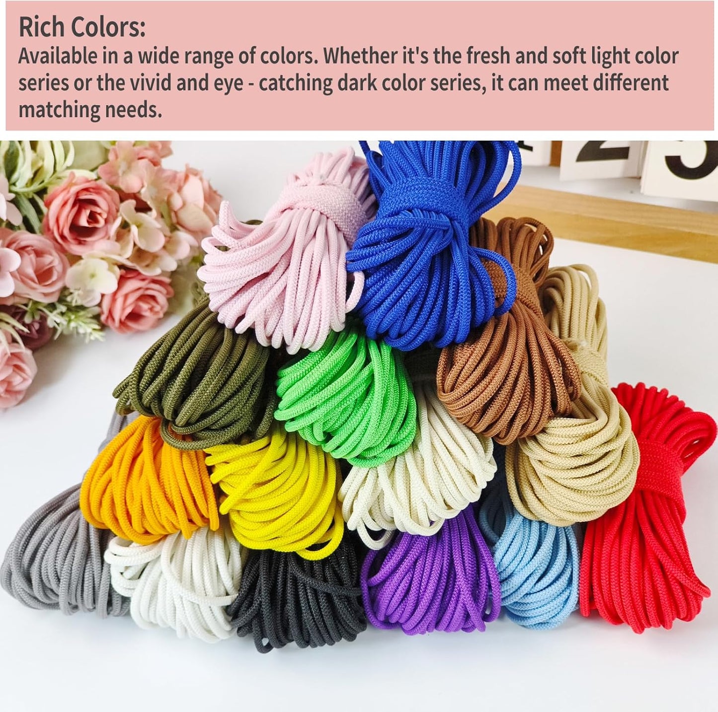 1/8 inch Non-Slip Elastic Band -3mm 15 Yards Soft Elastic Cord Stretch String Braided Thread for Sports Gear, DIY Crafts, Hair Bands, Shoelaces,Apparel Making & Camping Tie Down (Red)