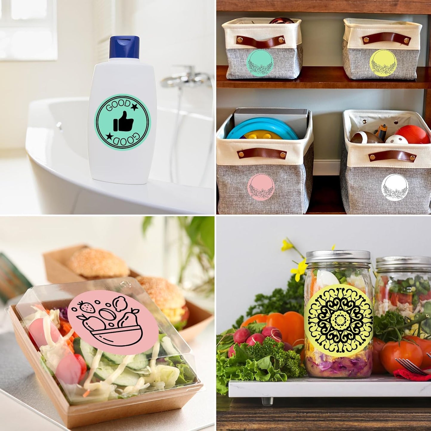 MFLABEL 2" Round Thermal Labels (3000 Labels) - 4 Color Self-Adhesive Stickers for Bottles, Jars & DIY | Waterproof QR Code Labels | Instant Print w/o Ink