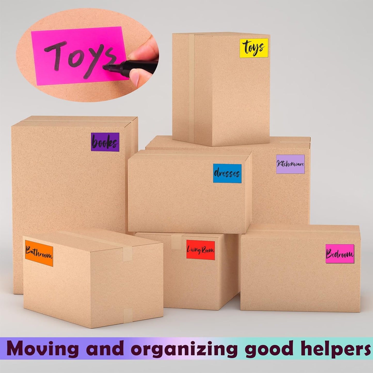 YSHIHE Colored Labels Stickers 3 x 2 Inch Rectangular Moving Labels 8 Colors Large Color Coding Labels - 240 Pack