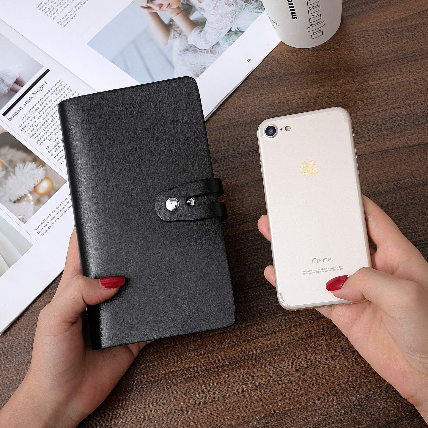 RFID Credit Card Holder, Leather Business Card Organizer with 96 Card Slots, Credit Card Protector for Managing Your Different Cards and Important Documents to Prevent Loss or Damage (Black)