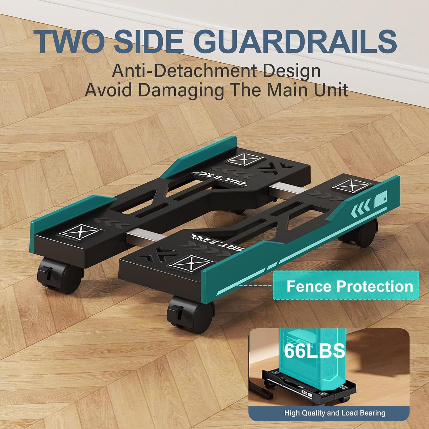 Adjustable Computer Tower Stand, Mobile PC Stand for Floor with 4 Locking Caster Wheels Fits Most PC, Under Desk CPU Holder for Office, Gamers and Students (Black)