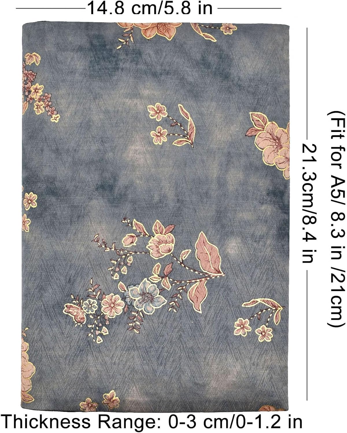 BLBMH A5 Book Covers for Paperbacks Book Cover Fit for 5.5x8.3 inch Adjustable Book Sleeve Cover for A5 Diary Books Fabric Softcover Protector for Notebook - Flower 4 Green