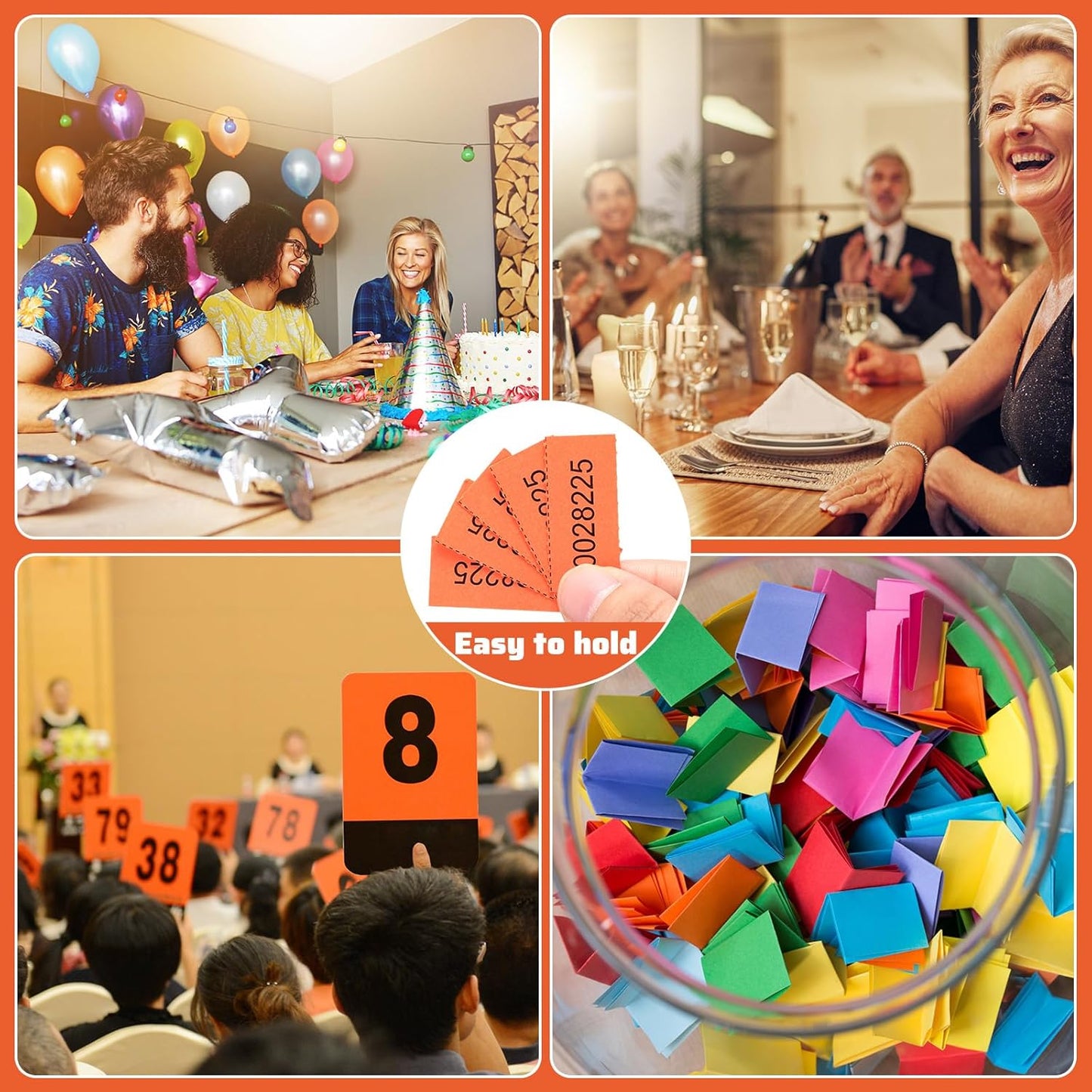 Kosiz 1000 Sheets 5 Bid Raffle Ticket Sheets Chinese Auction Tickets Numbers for Basket Events and Silent Auctions (Orange)