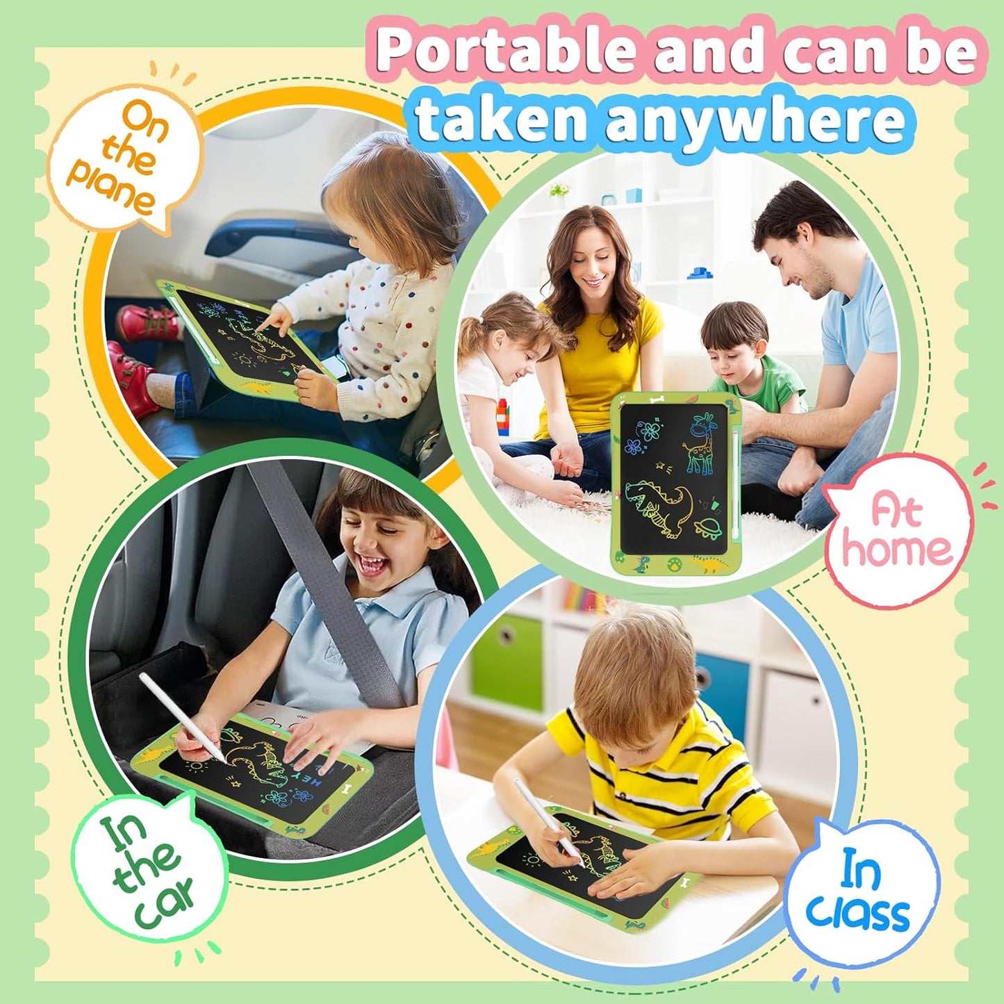 LCD Writing Tablet for Kids, Colorful Screen Drawing Board for 3-7 Year Old Boys & Girls - Educational Toys for Birthday & Christmas (Dinosaur)