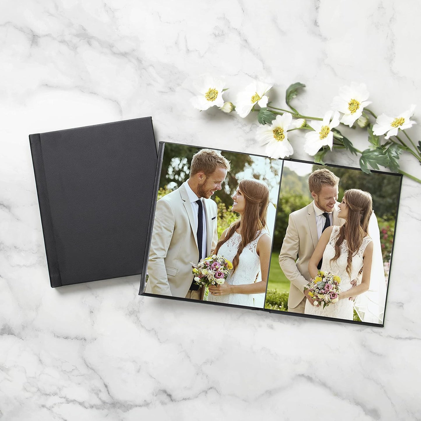 Neil Enterprises Inc. 8" x 10" Black Leather Self-Stick Photo Album - Holds 20 Photos