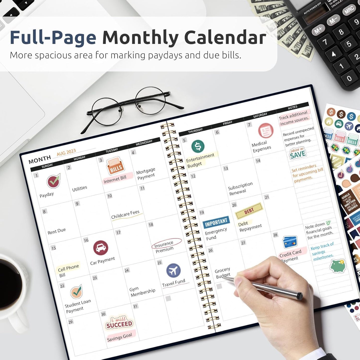 Aesthetic Budget Planner - Monthly Finance Planner with Expense Tracker Notebook, Undated Bill Organizer to Manage Your Finances, Account Book with Colorful Pattern-Garden of Whimsy