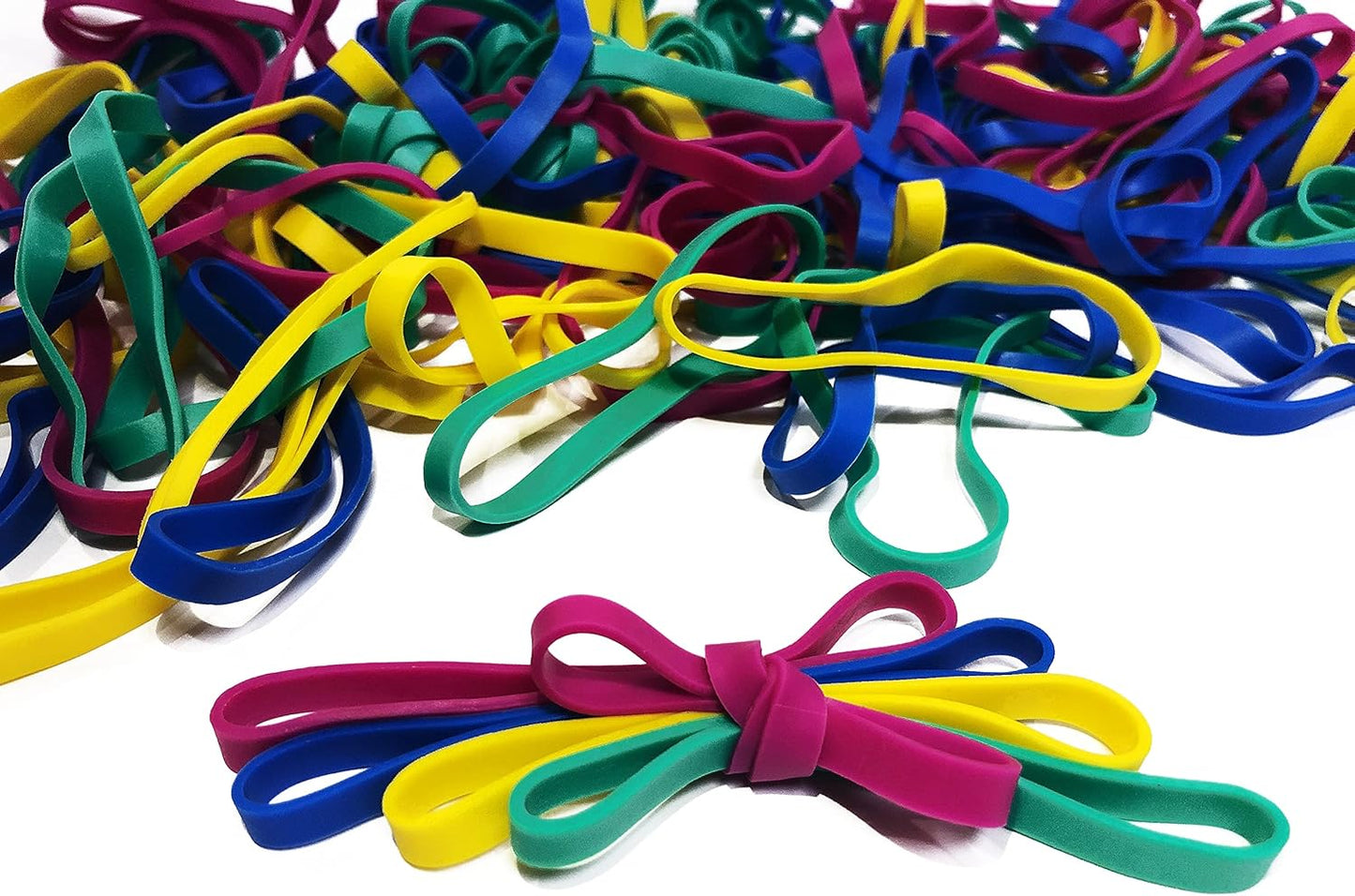 Rubber Bands, Size 64 (3 1/2" x 1/4"), Colored Latex Free Rubber Band Strong Elastic #64 Rubber Band Bulk for Office, Colorful Elastic Band for File Folders Bank Paper Bills Money, 1/4 Pound Bag