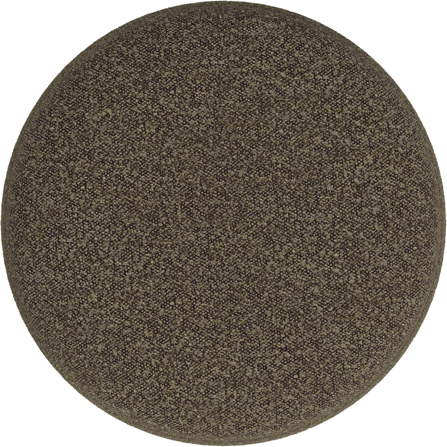 HomePop Upholstered Round Ottoman Home Décor|Foot Rest Ottoman - Dark Brown Boucle