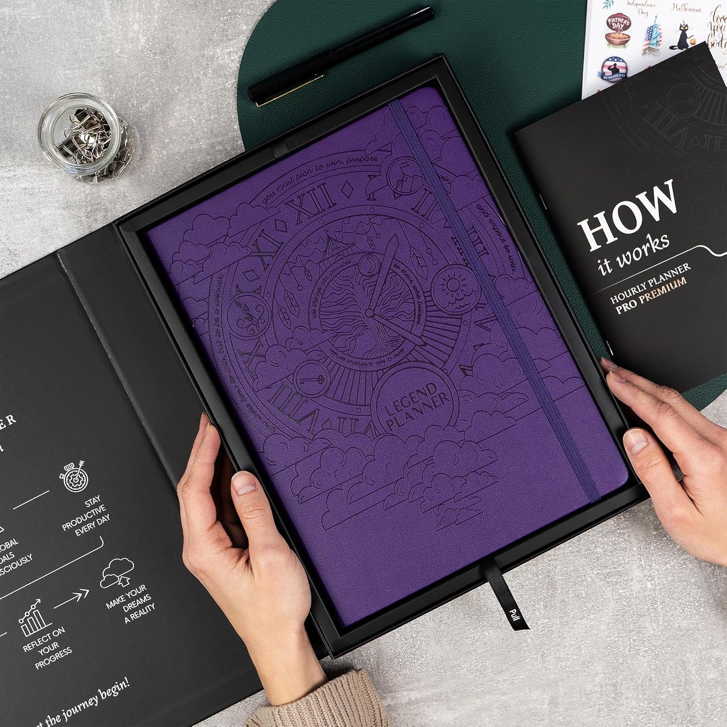 Legend Planner PRO Premium – Large Undated Weekly, Monthly & Budget Planner with Habit Tracker – Life Organizer for Time & Task Management, Goal Setting & Productivity – A4 size (Purple)