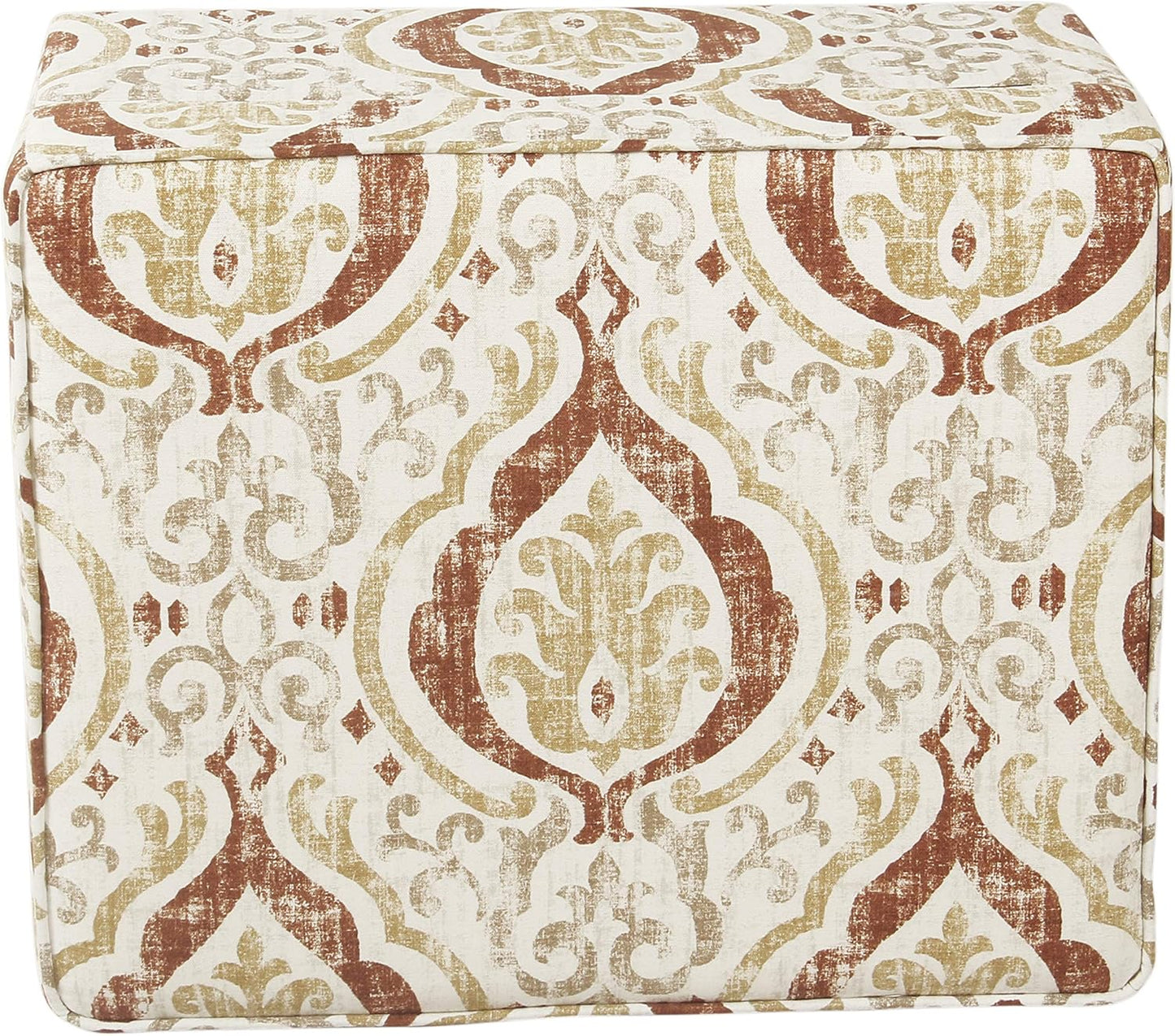 Square Ottoman - Burnt Orange and Cream Medallion