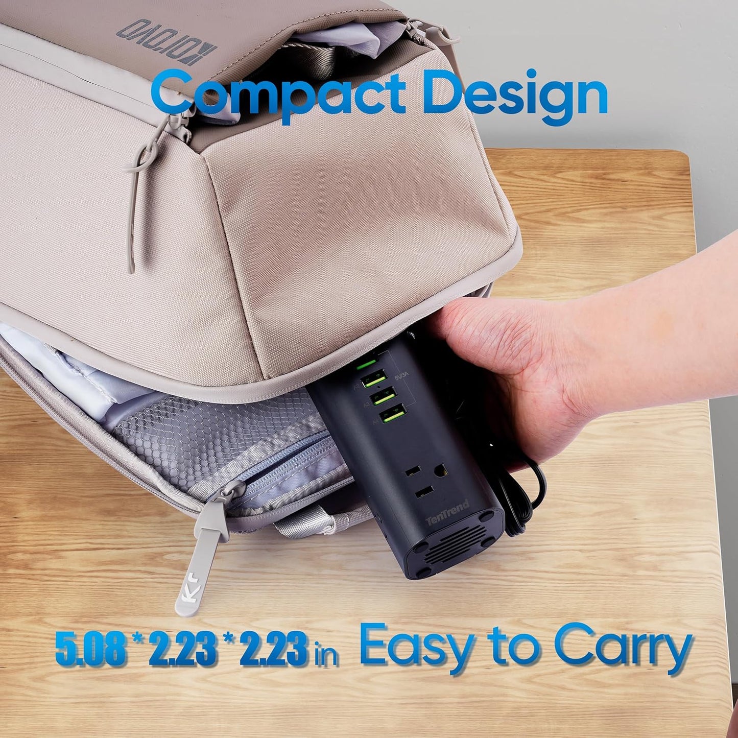 Surge Protector Power Strip Tower, TenTrend 160W Fast Charging Station with 3 AC Outlets & 8 USB Ports (4 USB-C), 5 FT Flat Plug Extension Cord with Multiple Outlets for Home Office