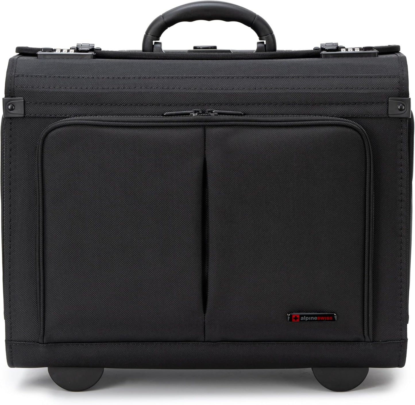 Alpine Swiss Rolling Briefcase Work Overnight Travel Bag Dual Locks Carry on Business Attache Case Black