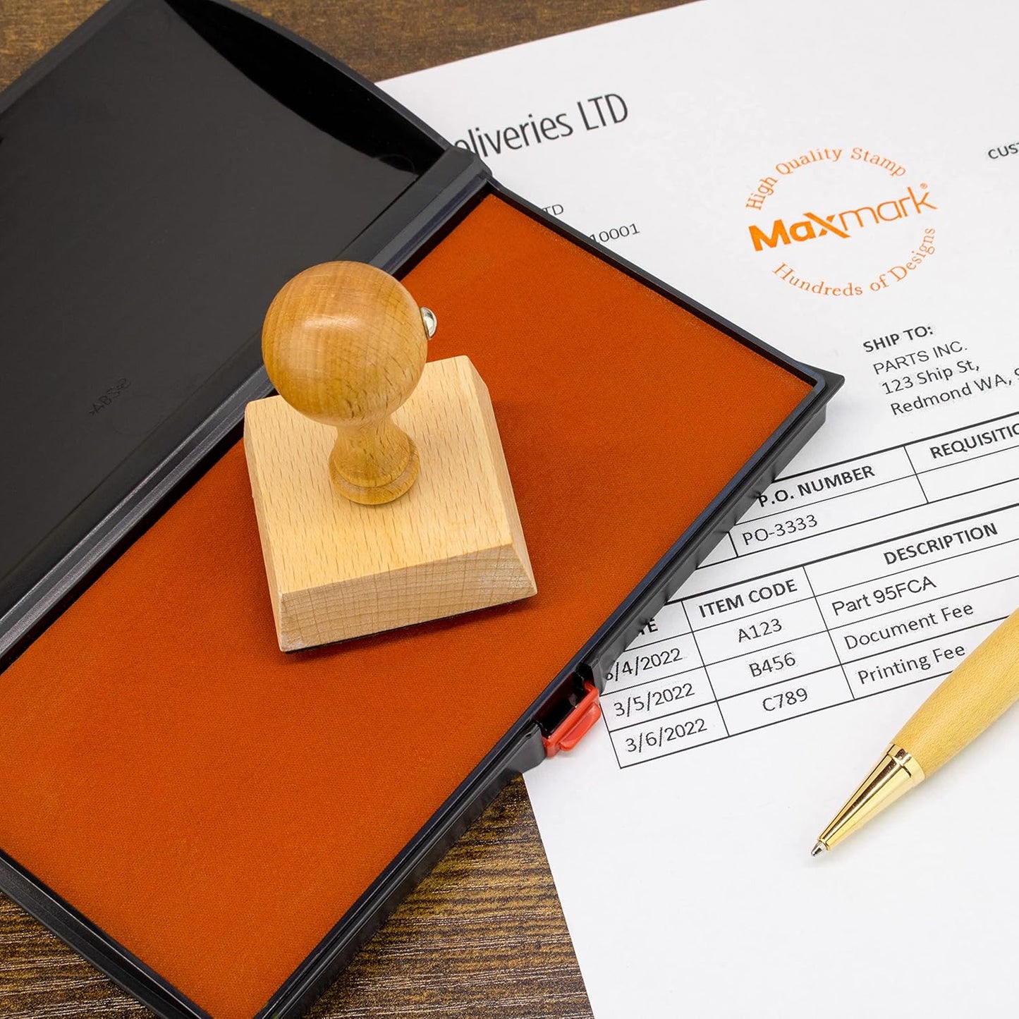 Large Premium Orange Ink Stamp Pad - 3" by 6" - Quality Felt Pad