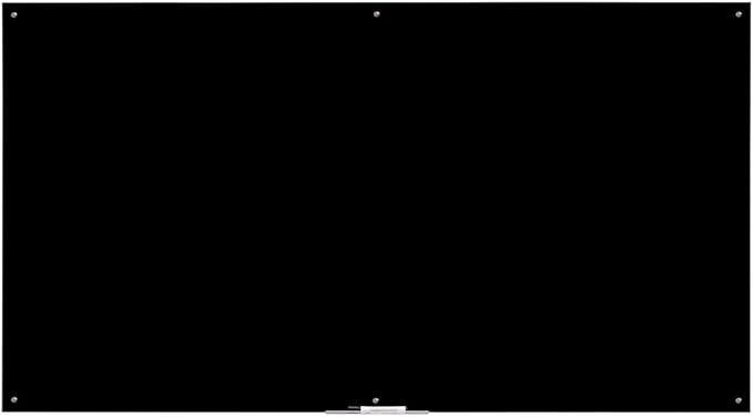 Black Glass Board Frameless Tempered Glass Dry Erase Board with Marker Tray for Interactive Office, Wall Mounted Frosted Glass Board, 60" x 40", Black