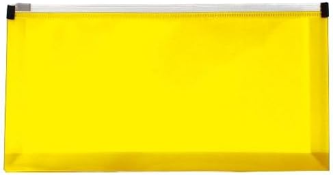 JAM PAPER Plastic Envelopes with Zip Closure - #10 Booklet Wallet - 4 1/8 x 9 1/2 - Yellow - 3/Pack