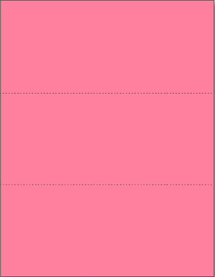 Limited Papers (TM) 8.5x11 Perforated Paper, 20/50 Pound, 75 GSM, Variety of Perforation Sizes and Colors, for Forms, Tickets, Postcards. (Cherry, 3 up - horizontal 3 2/3" and 7 1/3" from bottom)