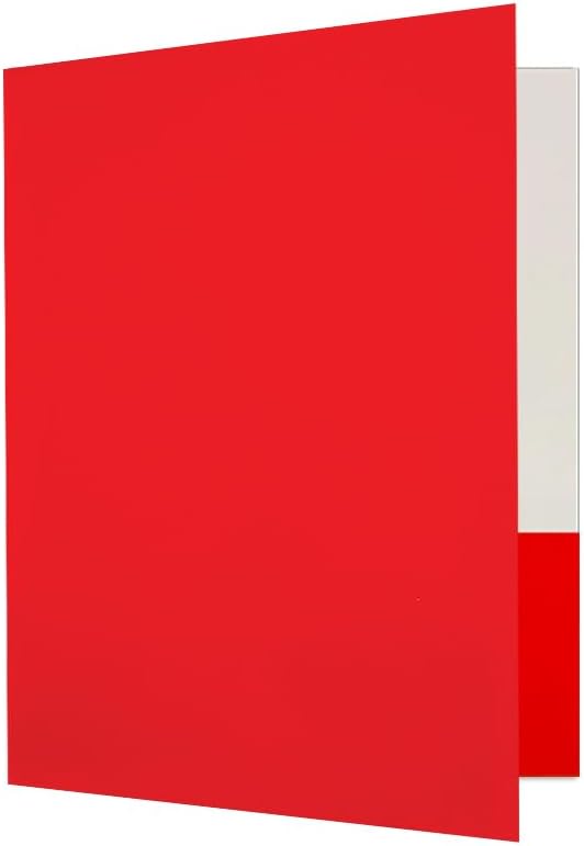 JAM PAPER Custom Printed Semi-Gloss Folders with Round Corner Pockets - Personalized Logo & Text - 12pt C1S - Red - 100/Pack