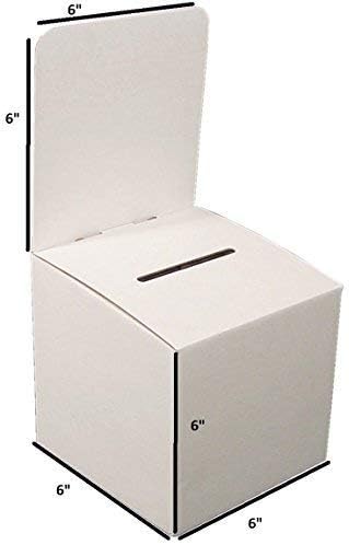 Raffle Ticket Donation Collection Ballot Box Reusable Sturdy thick Cardboard with Slot comment Suggestion Box With Removable Header 6H x 6W x 6D, Display area 6H x 6W(Pink 5 pack)
